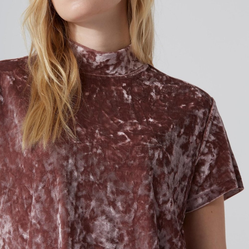 Frank & Oak Crushed Velvet Mockneck Top